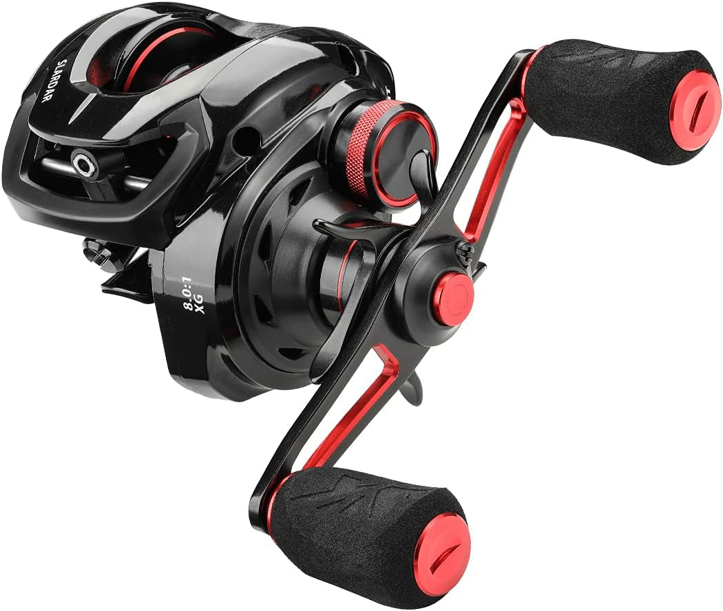 SLARDAR Baitcasting Reels, Baitcaster Reels 10+1BB Fishing Reel - 7.0:1/8.0:1 Gear Ratio, 17.6LB Carbon Fiber Drag, 10-Level Magnetic Brake System, Low Profile Fishing Reel