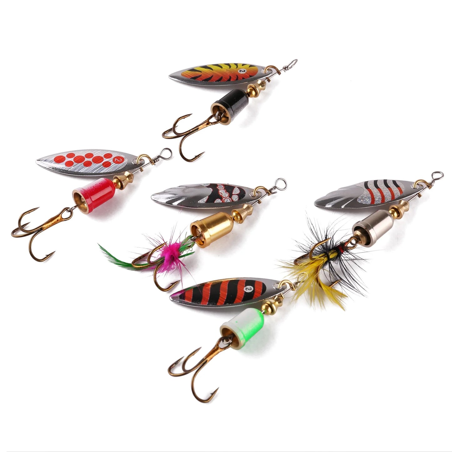 10Pcs Fishing Lures Spinnerbait, Hard Metal Bass Trout Salmon Kit with 2 Tackle Boxes