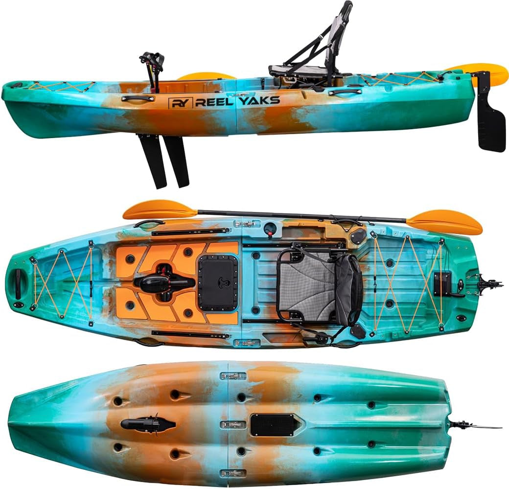 Radar Modular Fishing Kayak - 10Ft Lightweight Fin Drive, Sit on Top Kayak for Adults & Youth - Stable & Portable, Ideal Space-Saving Design for Travel - 400 Lbs Capacity - Sunrise