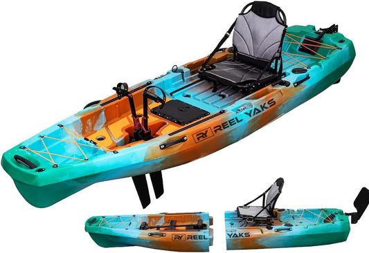 Radar Modular Fishing Kayak - 10Ft Lightweight Fin Drive, Sit on Top Kayak for Adults & Youth - Stable & Portable, Ideal Space-Saving Design for Travel - 400 Lbs Capacity - Sunrise