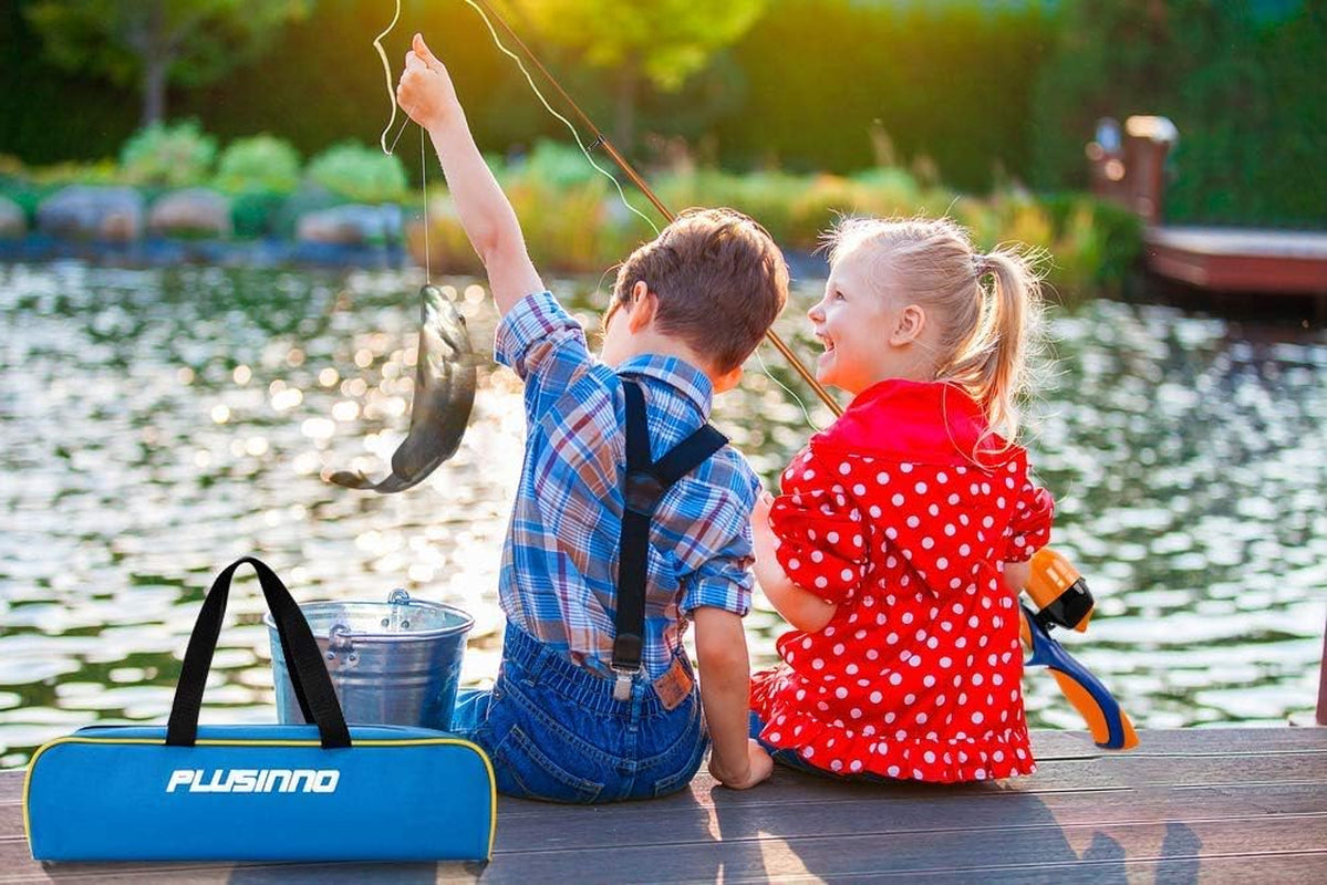 Kids Fishing Pole,Ice Telescopic Fishing Rod and Reel Full Kits, Spincast Youth Fishing Pole Fishing Gear for Kids, Boys