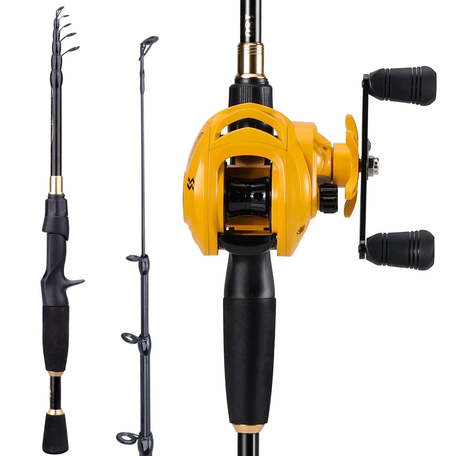 Casting Fishing Rod and Reel Combo Telescopic Pole with 7.2:1 High Speed Baitcaster Reel