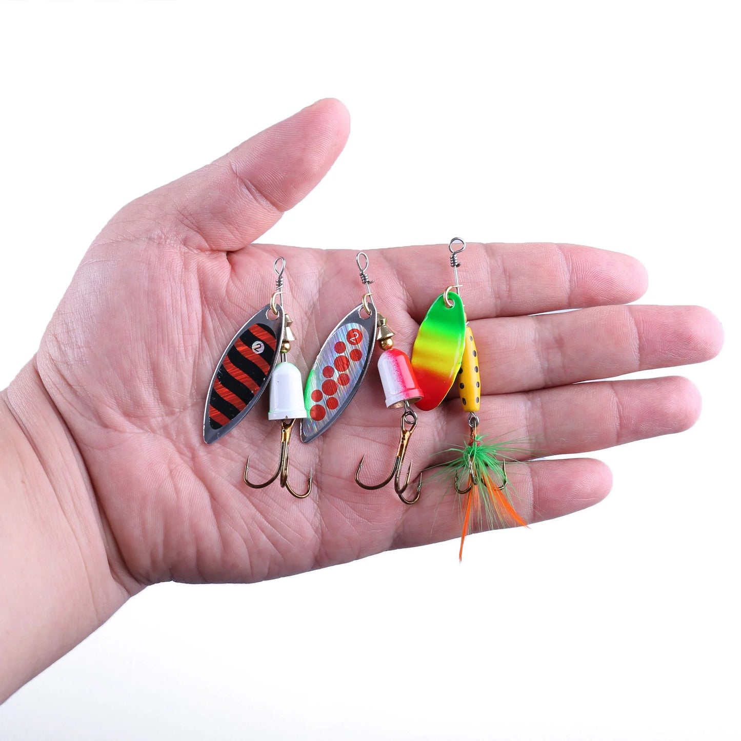 10Pcs Fishing Lures Spinnerbait, Hard Metal Bass Trout Salmon Kit with 2 Tackle Boxes