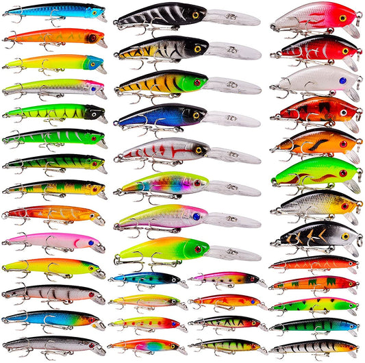 Bass Fishing Lures Kit Set Topwater Hard Baits Minnow Crankbait Pencil VIB Swimbait for Bass Pike Fit Saltwater and Freshwater